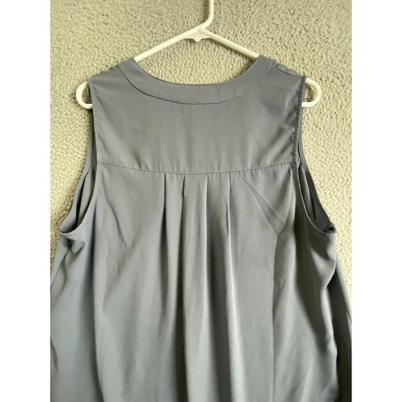 Torrid Shirt Women 0 /L Blue Gray Chiffon Sleeveless High Low Blouse - Picture 8 of 9